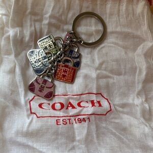 Coach Silver and Multicolor Bag Charm Keychain